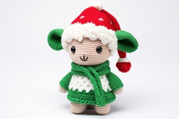 Canvas Print - Christmas toy knitted plush.