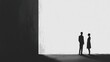 © Chopang.studio - Silhouettes of two figures standing in a minimalist space, emphasizing contrast and connection in a modern setting.