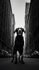 Canvas Print - A giant dog attack the city photography silhouette mammal.