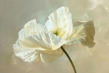 Wall Mural - White poppy flower blossom petal plant.