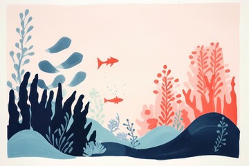 Sticker - Art painting animal sea.