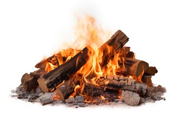 Canvas Print - Campfire fireplace bonfire white background.