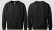 © Mustapha.studios - Blank sweatshirt color black template front and back view isolated on white background. crew neck mock up isolated on white background