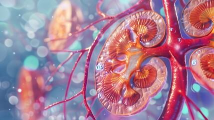 Wall Mural - A close up of a red and orange kidney with the number 6 on it