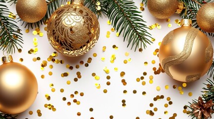 Wall Mural - golden christmas balls