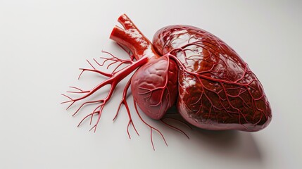 Poster - A close up of a heart with red veins