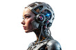 © Paula - A side view of a woman robot cyborg on a transparent background png isolated