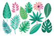 © Myartsam Design - A Collection of Various Green and Pink Tropical Leaves