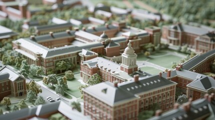 Wall Mural - generate a photo realistic image of a maquette representing an educational campus such as a universi