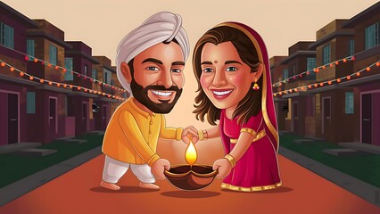 Wall Mural - Happy Diwali design. illustration Art Diwali Social Media Poster.  
