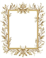 Wall Mural - gold border frame vector on white background, simple design, flat shape, square shape