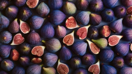 Poster - A bunch of figs are arranged in a pattern on the table, AI