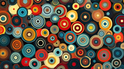 Wall Mural - Abstract pattern of concentric circles in a variety of colors and sizes, perfect for a bold and dynamic visual effect