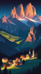 Wall Mural - the dolomites italy natural wonders around the world retro neon