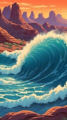 Wall Mural - the wave arizona usa natural wonders around the world retro neon