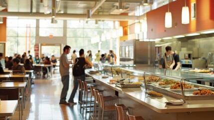 Blurred Interior of a Cafeteria.