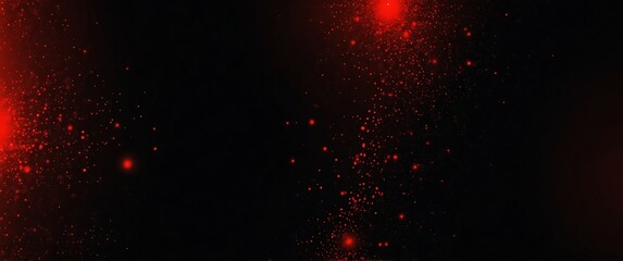 Wall Mural - red abstract lights in space plain black background wide angle panoramic view backdrop copy space
