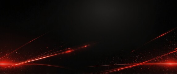 Wall Mural - red abstract lights in space plain black background wide angle panoramic view backdrop copy space