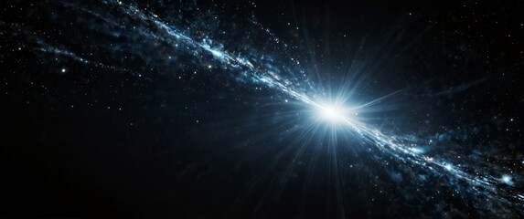 Wall Mural - white motion lights in space galaxy plain black background wide angle panoramic view backdrop copy s