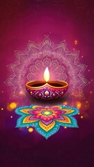 Sticker - Festive Diwali Greeting with Traditional Indian Oil Lamps, Diwali Banner, Diwali Poster, Happy Diwali, Offer, Sale.