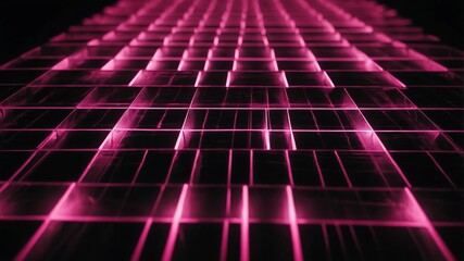 Wall Mural - pink glowing triangles abstract in black background copy space design