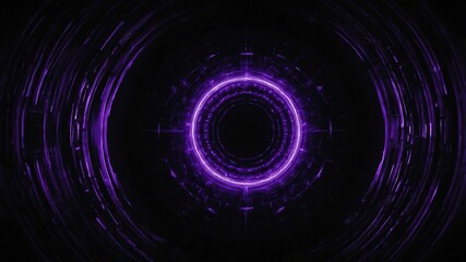 Wall Mural - purple glowing circle abstract in black background copy space design