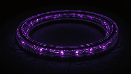 Wall Mural - purple glowing magic circle in black background copy space design