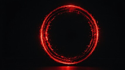 Wall Mural - red glowing circle abstract in black background copy space design