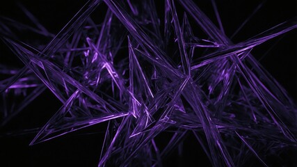 Wall Mural - purple glowing triangles abstract in black background copy space design