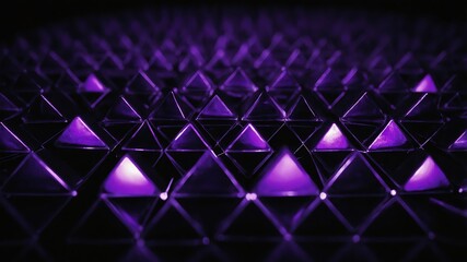 Wall Mural - purple glowing triangles abstract in black background copy space design