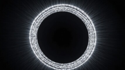 Wall Mural - white glowing circle abstract in black background copy space design