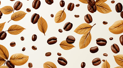 Wall Mural - Coffee Beans with Water Resins, Abstract Image, Texture, Pattern Background, Wallpaper, Cover and Screen of Smartphone, Cell Phone, Computer, Laptop, 9:16 and 16:9 Format