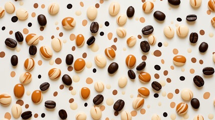 Wall Mural - Coffee Beans with Water Resins, Abstract Image, Texture, Pattern Background, Wallpaper, Cover and Screen of Smartphone, Cell Phone, Computer, Laptop, 9:16 and 16:9 Format