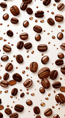 Wall Mural - Coffee Beans with Water Resins, Abstract Image, Texture, Pattern Background, Wallpaper, Cover and Screen of Smartphone, Cell Phone, Computer, Laptop, 9:16 and 16:9 Format