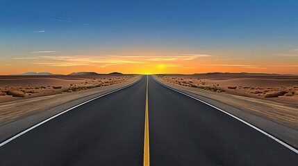 Wall Mural - realistic images with full hd resolution highway in desert landscape at sunset with clear skies, wid