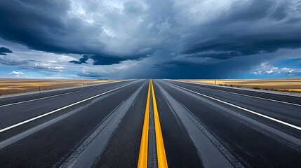 Wall Mural - realistic images with full hd resolution wide-open highway stretching into the horizon with dramatic
