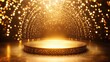 © savittree - Stunning gold podium with a background of glowing dots arranged in a circle, emphasizing elegance and sophistication