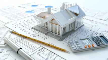 Wall Mural - Generate a photo realistic image of a construction project featuring a detailed budget report with financial charts and cost estimations; ensure the image is of high resolution for clear 