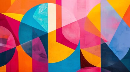 Wall Mural - abstract geometric artwork with bold and bright colors.