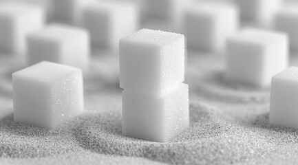 Wall Mural - sugar cubes on black background