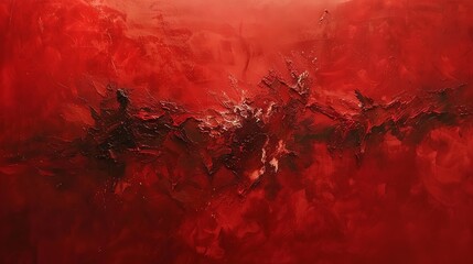 Canvas Print - Abstract painting with red and black paint.