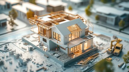 Wall Mural - generate a photo realistic image of a construction project featuring a budget control overview with 