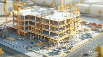 Wall Mural - Generate a photo realistic image of a construction project displaying an expense projection board with detailed financial planning tools and budget allocations; ensure the image is of high resolution 