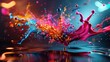 © Sangsung - A colorful splash of paint is splattered across the water, creating a vibrant