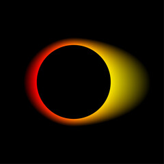Wall Mural - Neon color round frame with gradient effect. Abstract blending red yellow light circle background. Colored rainbow bright icon. Colorful geometric graphic vector illustration isolated on black.