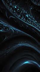 Wall Mural - black fractal design abstract background illustration copy space design