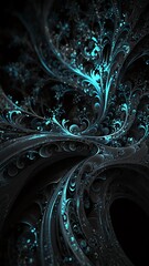 Canvas Print - black fractal design abstract background illustration copy space design