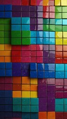 Wall Mural - rainbow mosaic tiles abstract background illustration copy space design