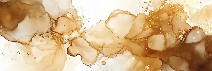 Wall Mural - Abstract Beige and Brown Alcohol Ink Painting