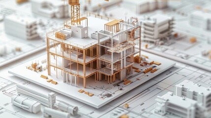 Wall Mural - generate a photo realistic image of a construction project featuring an expense management strategy 
